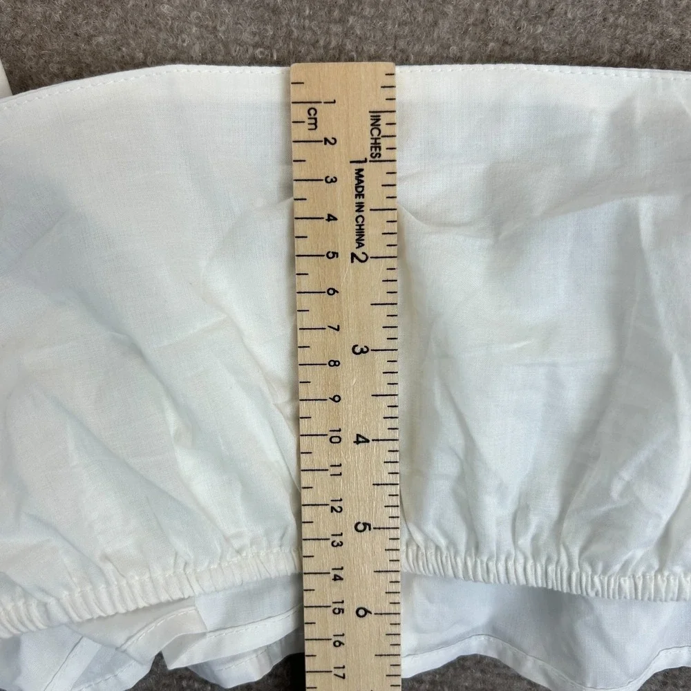 Commense Shirred Waist Split Thigh Skirt Set Womens XS White Stretch Relaxed Fit